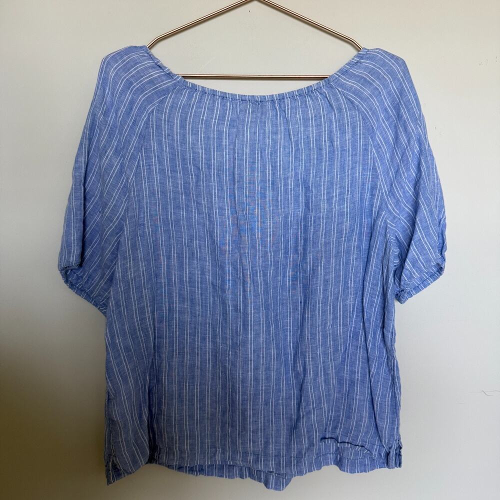 Talbots Womens 100% Linen Top Large Petite Striped Resortwear Lagom Coastal - Picture 6 of 6